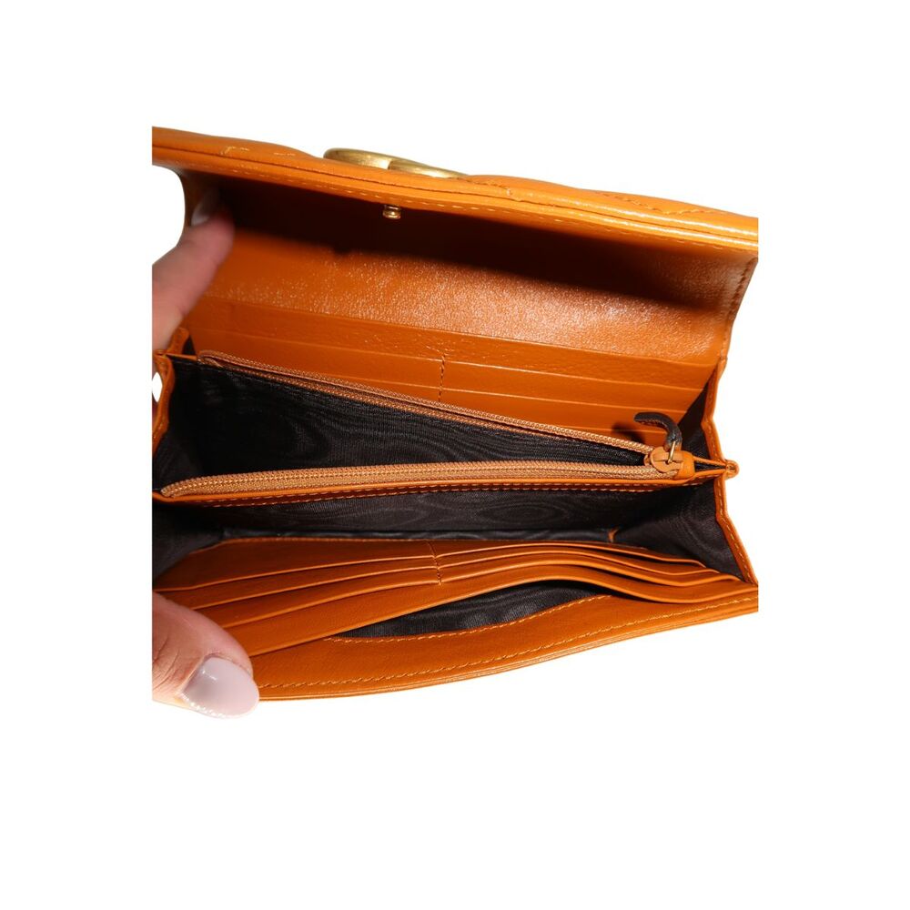Gucci Calfskin Matelasse GG Marmont Continental Wallet Cognac Brown Women's - Picture 8 of 8